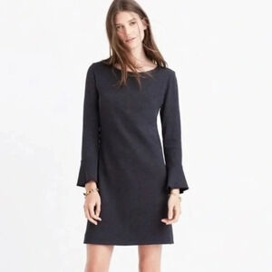 Madewell Easy Shift Bell Sleeve Stretchy Dress Grey M